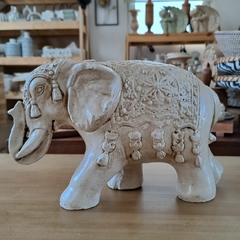 Elefante de cerámica beige chico 25cm