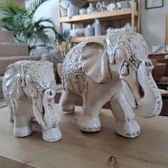 Imagen de Elefante de cerámica beige chico 25cm