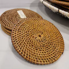 Apoyavasos posavasos rattan redondos 10cm