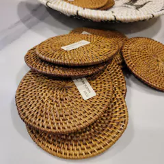 Apoyavasos posavasos rattan redondos 10cm - kazaru