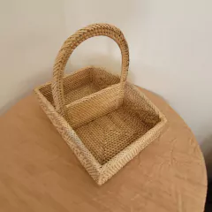 Cesto auxiliar de rattan blanco con manija 30x20cm - kazaru