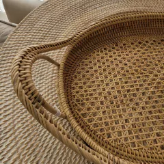 Bandeja Rattan Oval Manijas 55Cm