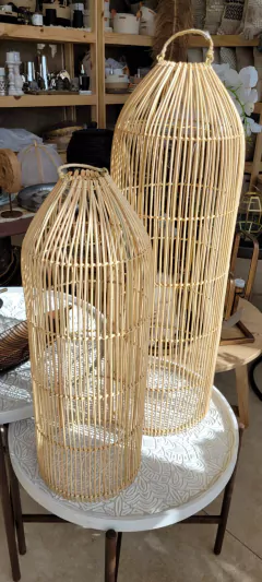 Lampara Cilindro Long rattan chica 20x57cm - comprar online