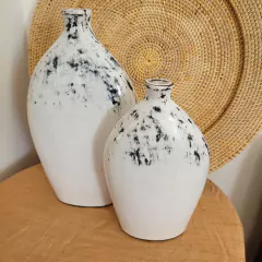 Set 3 Jarrones botellones oval 48m 38cm 29cm wash blanco altos - tienda online