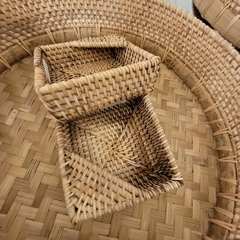 Bandeja servilletero rattan 12x4cm