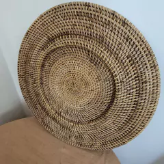 Plato de Sitio Rattan marrón bandeja redondo 40cm - kazaru