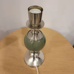 Imagen de Velador Bola Verde Cerámica Pantalla Arpillera