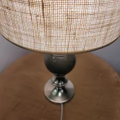 Imagen de Velador Bola Verde Cerámica Pantalla Arpillera