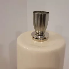 Lampara Cono Cerámica Beige Pantalla Lino - kazaru