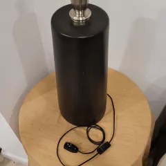 Lampara Cono Cerámica Negro Mate Pantalla Lino