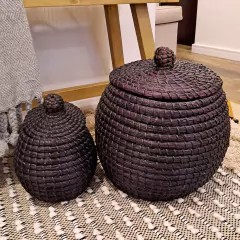 Juego Anfora negra con tapa