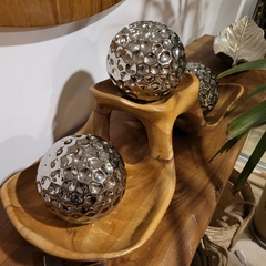 Esfera Escamas Cerámica Plata 15Cm