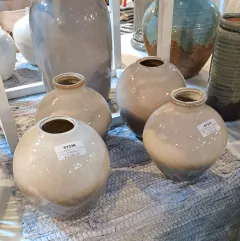 Florero beige degrade brillante con cuello 16cm - tienda online