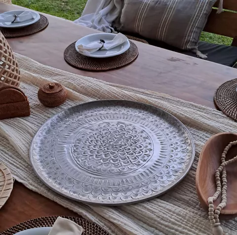 Bandeja mandala metal chapa aluminio 48cm