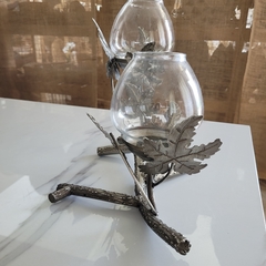 Candelabro Rama 2 Portavelas Hojas con Vidrio - comprar online