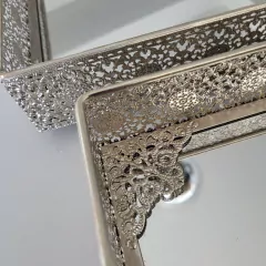 Set x3 Bandejas Espejadas Rectangulares Altas Plateado Brillante - comprar online