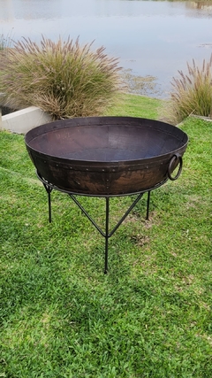 Fogonero Cuenco de Hierro 2 manijas pie y parrilla de la India 60Cm