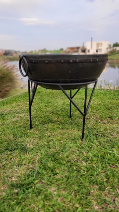Fogonero Cuenco de Hierro 2 manijas pie y parrilla de la India 60Cm - kazaru