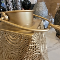 Portavela Fanal Dorado Chico Chapa con Manija 26Cm en internet