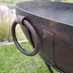 Fogonero Cuenco de Hierro 2 manijas pie y parrilla de la India 80Cm en internet