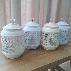 Portavela Fanal Beige calado con tapa 12X20cm - tienda online