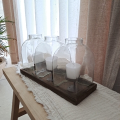 Portavela Fanal triple con base madera 36cm en internet