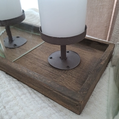 Portavela Fanal triple con base madera 36cm - tienda online