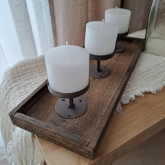 Portavela Fanal triple con base madera 36cm