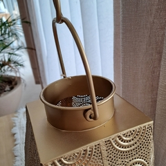 Portavela Fanal Dorado Chico Chapa con Manija 26Cm - kazaru