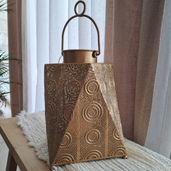 Portavela Fanal Dorado Chico Chapa con Manija 26Cm - tienda online