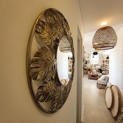 Friso con Espejo Monstera Peltre 62cm - kazaru