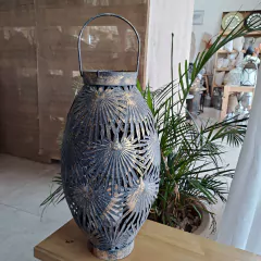 Candelabro Oval Calado Grande bronce viejo hojas 49cm