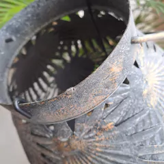 Candelabro Oval Calado Grande bronce viejo hojas 49cm