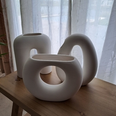 Jarron Adorno Ovalo Huevo Blanco Cerámica - tienda online