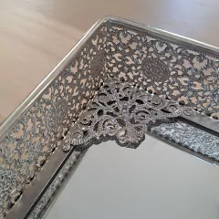 Set x3 Bandejas Espejadas Rectangulares Altas Plateado Brillante - tienda online