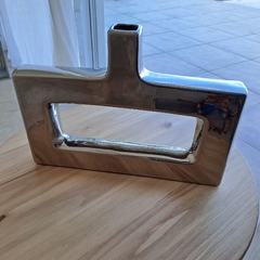 Jarron Rectangulo Grande Plata Ceramica