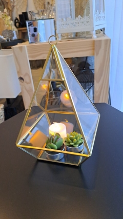 Imagen de Nasser Piramide Dorado y Vidrio 23cm