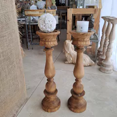 Setx2 Candelabros Cirial Madera 60cm