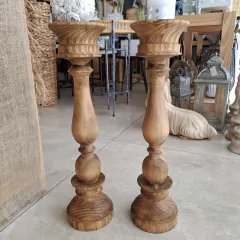 Setx2 Candelabros Cirial Madera 60cm - comprar online