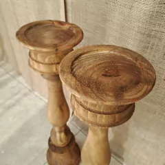 Setx2 Candelabros Cirial Madera 60cm