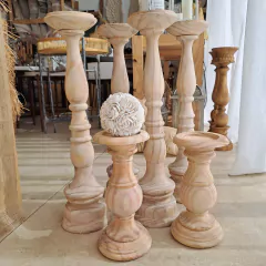 Juego x2 candelabros madera aguado blanco mediano 28cm - tienda online