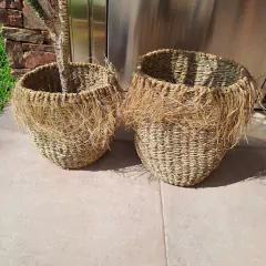Setx2 Canasto Portamacetas Seagrass con Flecos