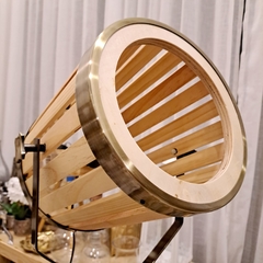 Lámpara de pie Tripode Madera y Bronce Grande - comprar online