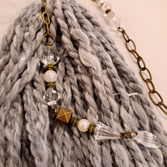 Colgante Borla Lana Gris con Cadena 85cm Grande - comprar online