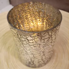 Portavela de Vidrio Plata Gastado en internet