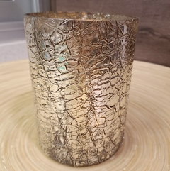 Portavela de Vidrio Plata Gastado