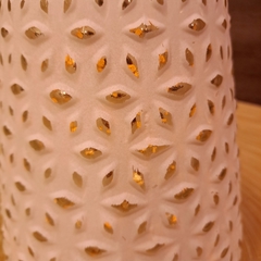Imagen de Portavela de Vidrio Blanco Plata 19cm