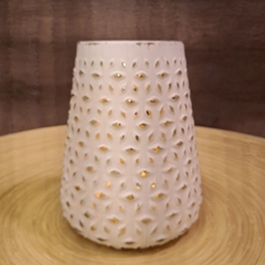 Portavela de Vidrio Blanco Plata 19cm en internet