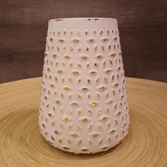 Portavela de Vidrio Blanco Plata 19cm - kazaru
