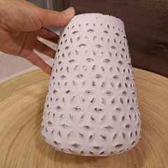 Portavela de Vidrio Blanco Plata 19cm en internet